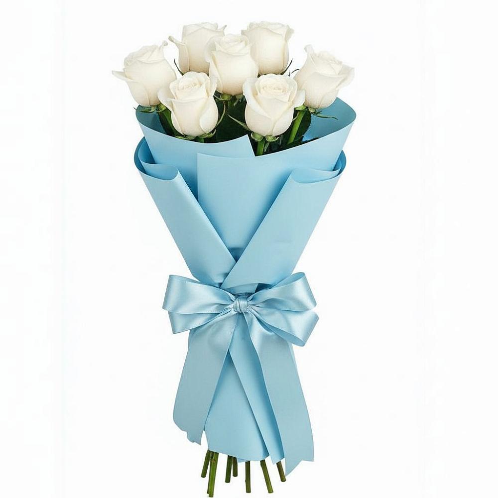 Букет 7 белых роз Проуд в Рождественском