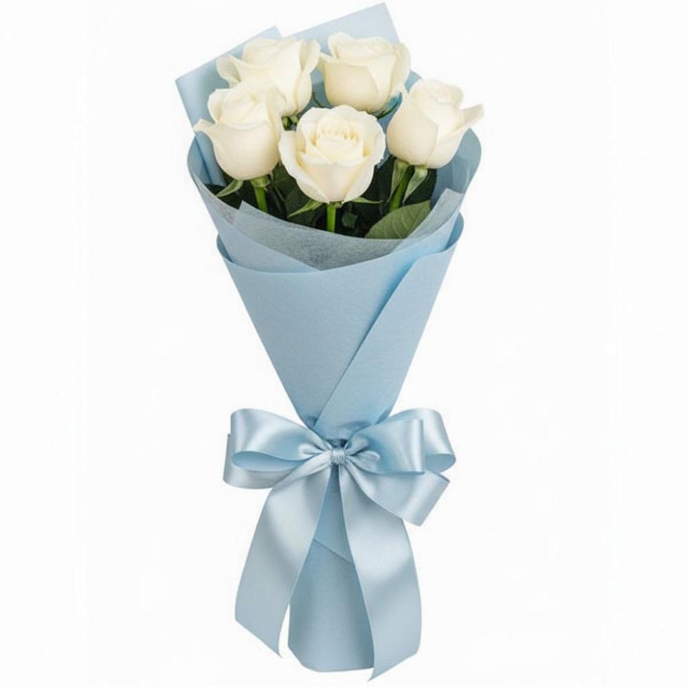 Букет 5 Белых роз Проуд в Рождественском