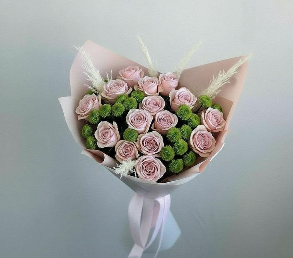 Букет цветов из: Розы и Хризантемы в Рождественском