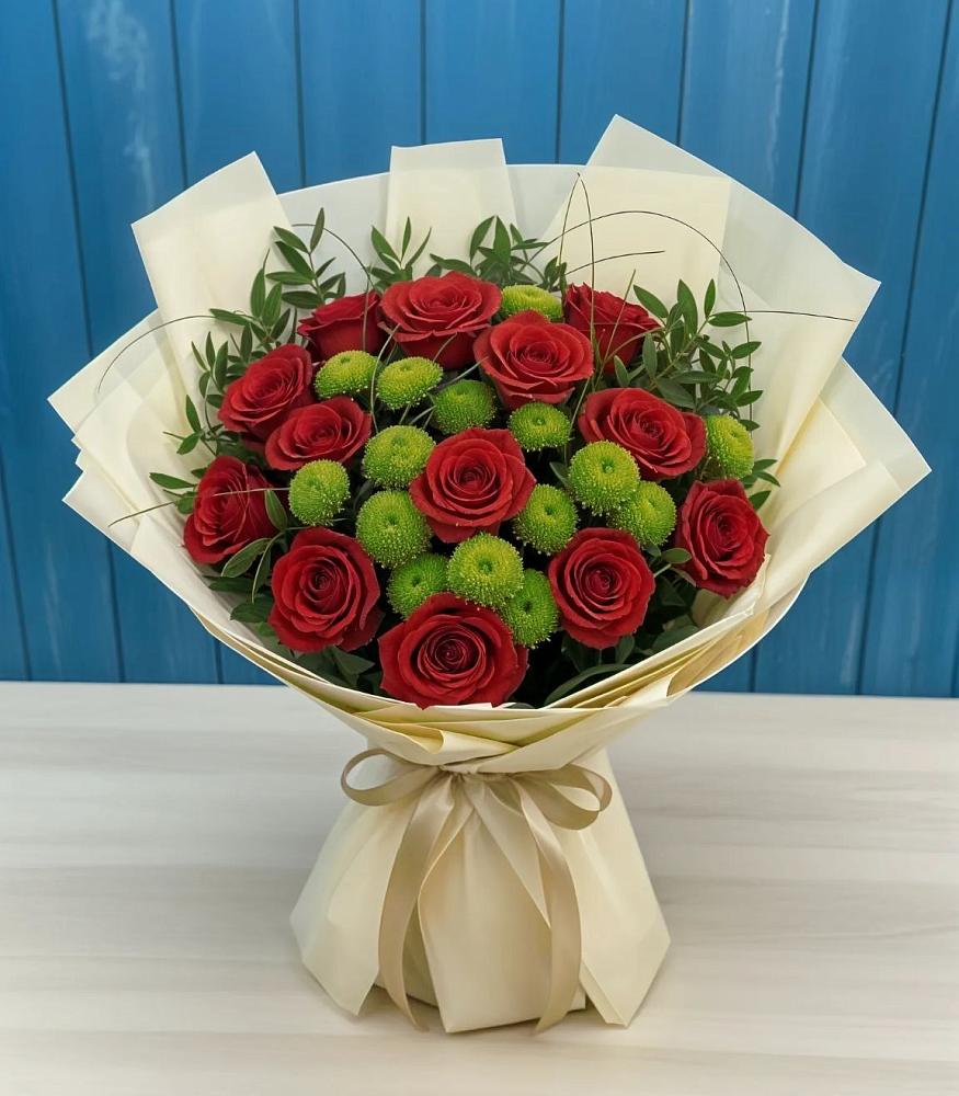 Букет цветов из: Розы и Хризантемы в Рождественском